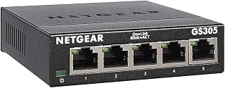 NETGEAR 5 Port Gigabit Network Switch, Unmanaged Ethernet Switch GS305 | Home Network Hub, Plug-and-Play, Silent Operation, Desktop or Wall Mount