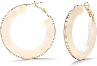 Resin Gold Hoop Earrings Leverback Chunky Statement Drop Vintage Jewelry