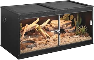 unipaws 50 Gallon Reptile Tank, Front Opening Reptile Enclosure Terrarium | Terrarium for Bearded Dragon, Lizards and Leopard Geckos, Stackable, Front Opening Sliding Doors, Top Ventilation