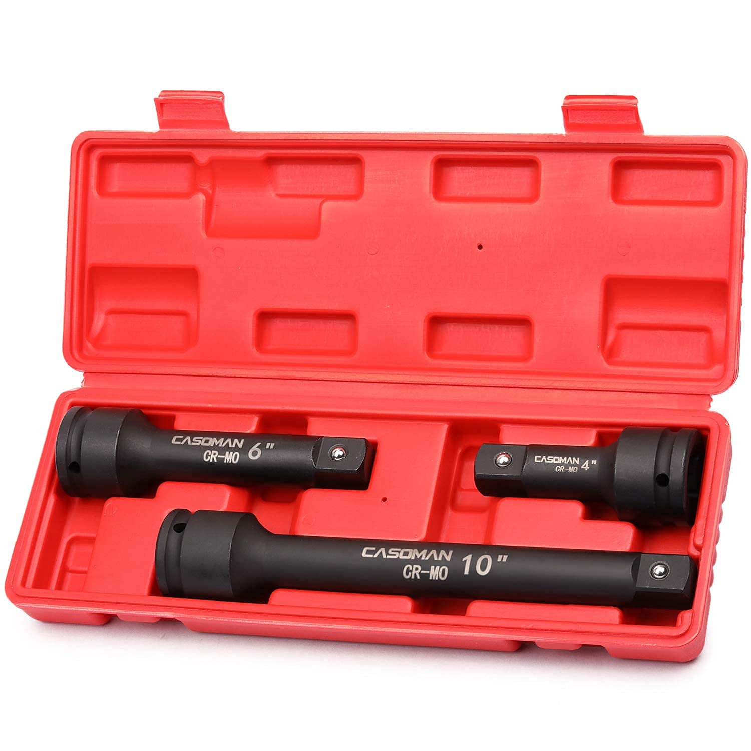 CASOMAN 3/4” Drive Impact Extension Bar, Cr-Mo Steel,3-Piece Set, 4”, 6”, 10” ex
