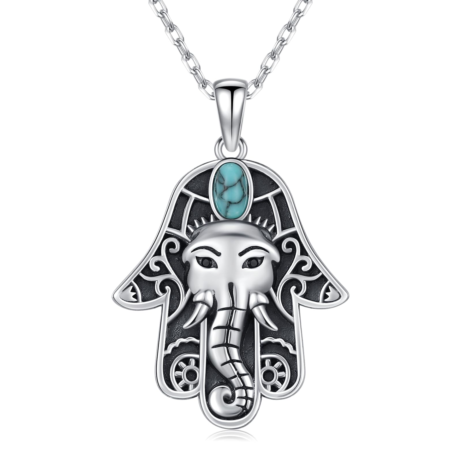 Hamsa Necklace 925 Sterling Silver Evil Eye/Lotus Flower/Star of David/Chai/Yin 