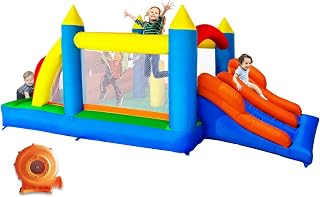 HuaKastro 16.3x7.2FT Kids Bouncy Castle Inflatable Obstacle Course | Dual Racing Slides, Crawl Tunnels, Obstacle Poles, Bounce/Climb/Slide Adventures, For Ages 3-8, Indoor & Outdoor Fun