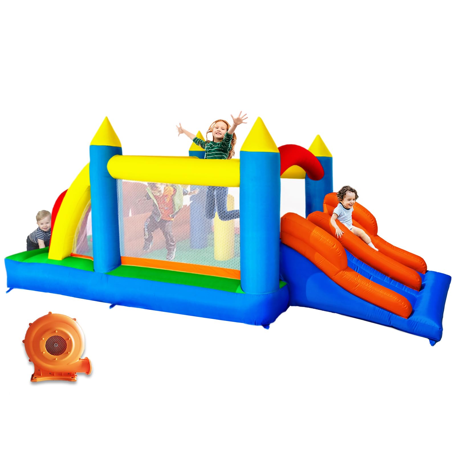 HuaKastro 16.3x7.2FT Kids Bouncy Castle Inflatable Obstacle Course | Dual Racing