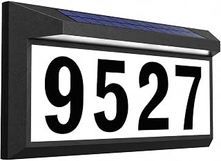 Solar Address Sign, Lighted House Numbers for Outside, Illuminated Plaque | Bright Solar Address Sign with Easy-to-Read House Numbers, Auto Night Lighting & DIY Address Setup