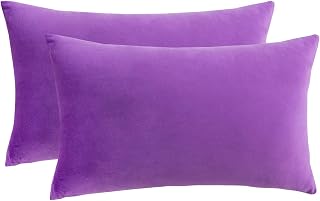 RainRoad Throw Pillow Case Decorative Cushion Cover for Sofa Bedroom Car Cushion Cover (Dark Purple, 12 x 20 Inches(2 Pack)