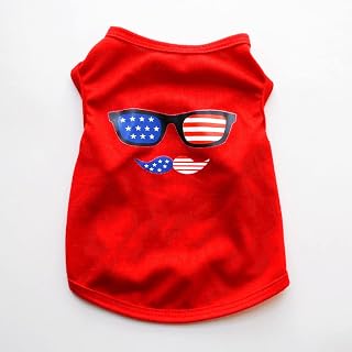 Dog Breathable Sleeveless Vest Summer Tank Top Shirt Small Cotton Pet Vest Summer T-Shirt Flag Print Small Dogs