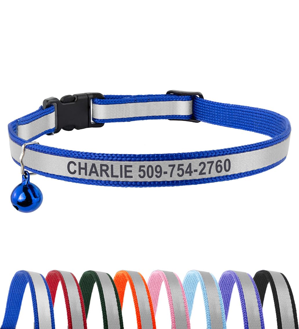 GoTags Personalized Reflective Cat Collars, Engraved Custom Cat Collar | Name an
