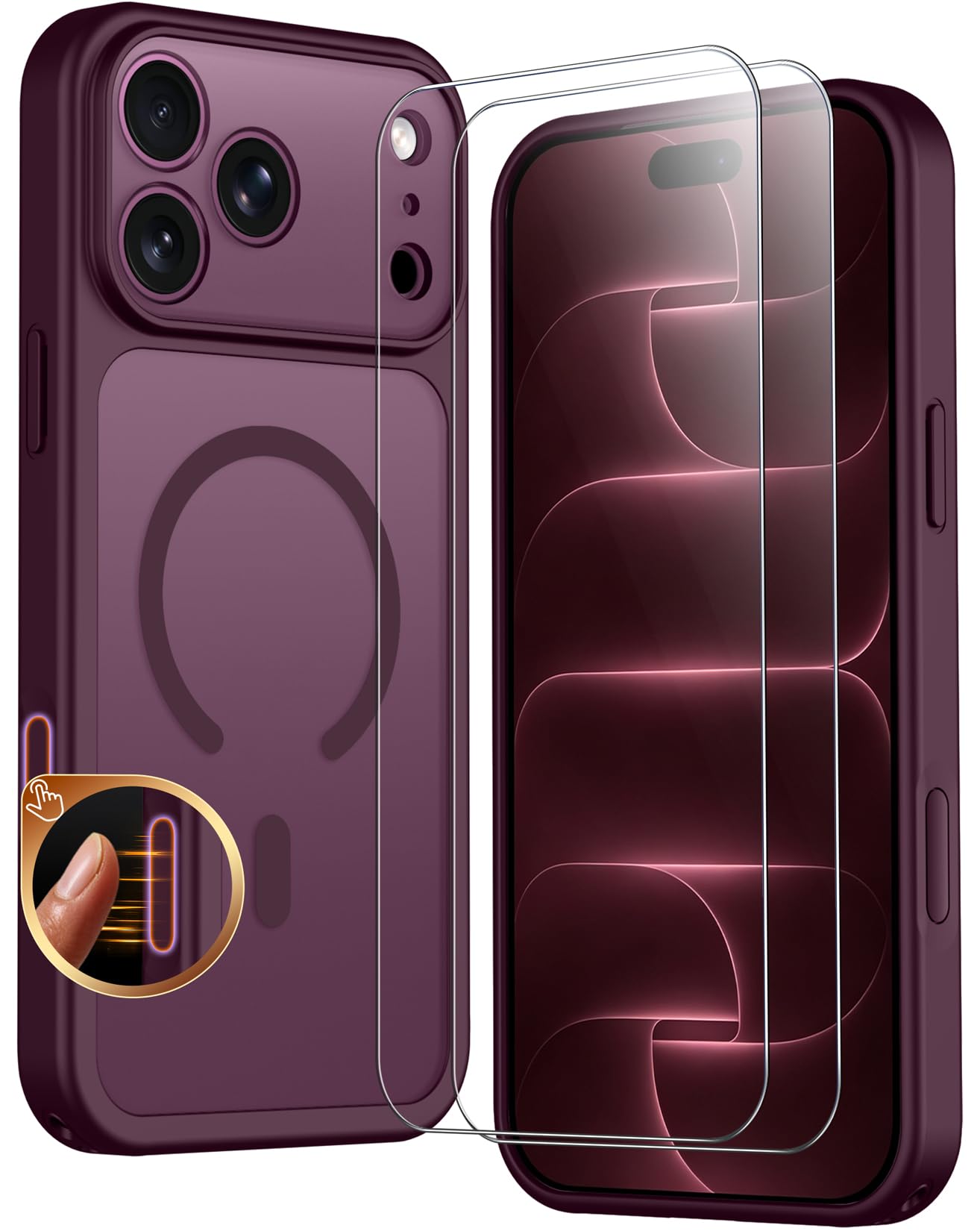 SPIDERCASE for iPhone 18 Pro Case/iPhone 17 Pro Case, Burgundy | Magnetic Transl