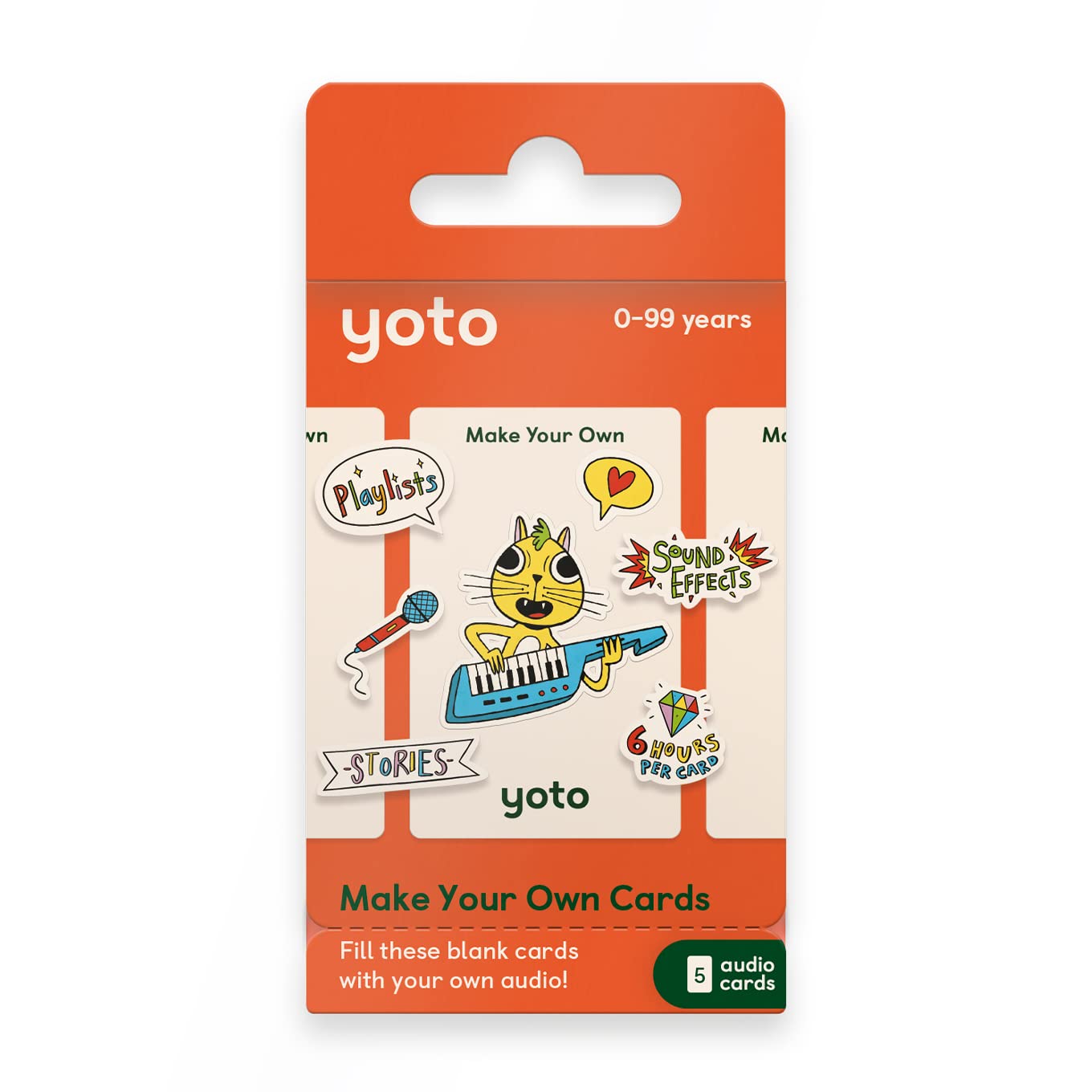 YOTO Make Your Own Cards - 5 Blank Audio Cards for Kids, All Ages | Record your 