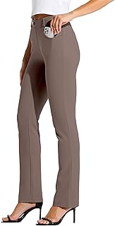 Willit Ladies Straight Leg Yoga Pants Stretch Work Trousers Office Casual 4 Pockets Belt Loops 28in/29in/30in/31in/33in