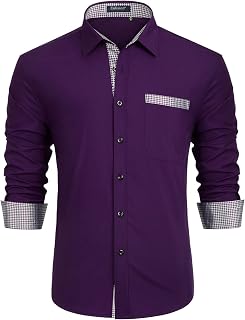 Enlision Men's Long-Sleeved Business Shirt, Regular Fit, Casual Shirt, Modern, Wedding Shirt with Pocket