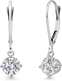 Gem Stone King 0.5-1.5 Ctw Round Lab Grown Diamond Dangle Earrings