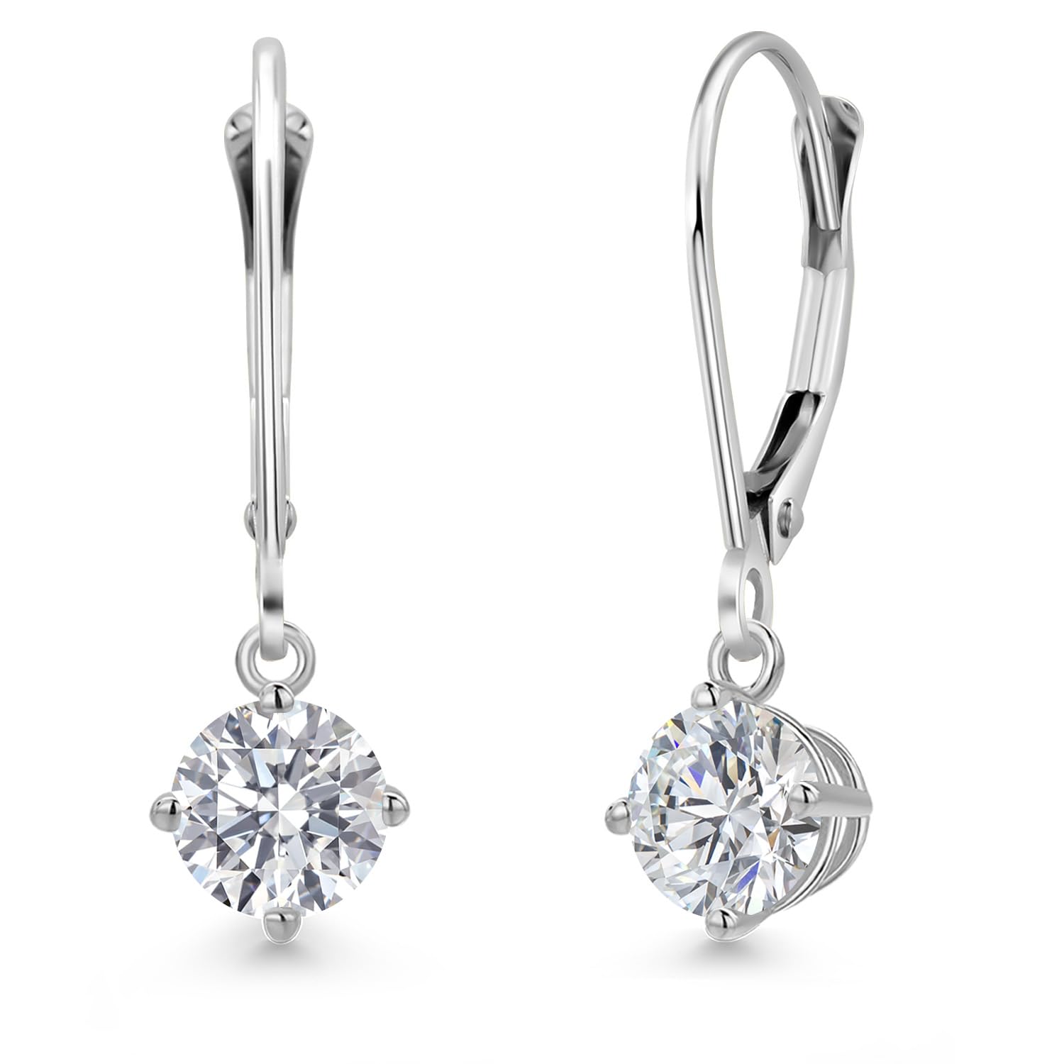 Gem Stone King 0.5-1.5 Ctw Round Lab Grown Diamond Dangle Earrings