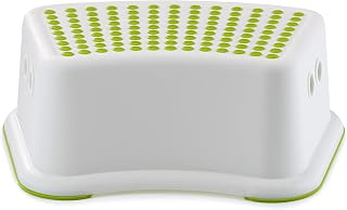 Straame Kids Step Stool, Non-Slip Toddler Step, Bathroom Use, Green, 1 Pack | Lightweight one-piece plastic with anti-slip top and base helps children reach toilets, sinks and counters more independently