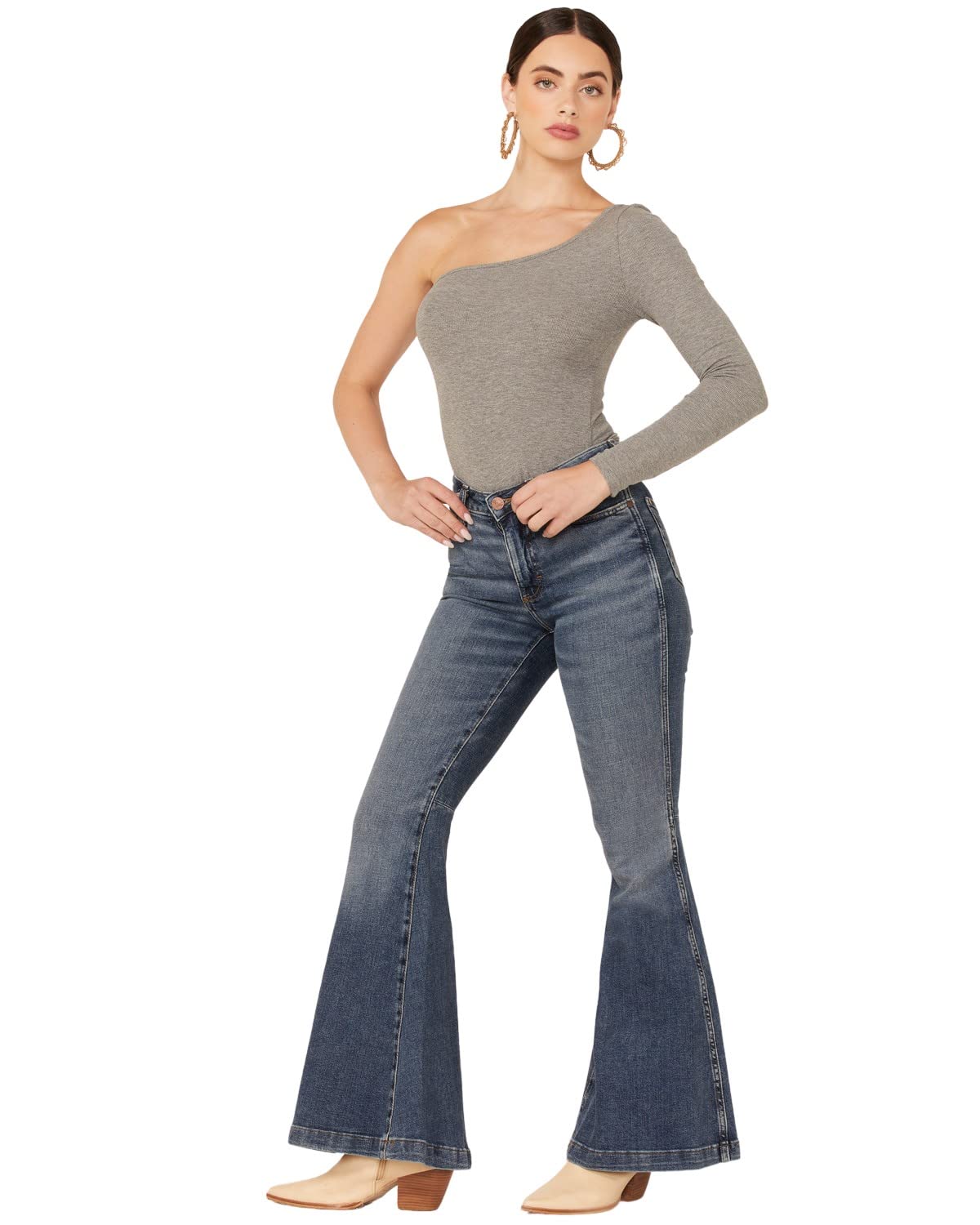Wrangler Women's Retro High Rise Trumpet Flare Green Jean, Paige, 28-32
