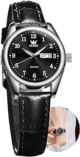 OLEVS Ladies Leather Band Quartz Date Wrist Watch