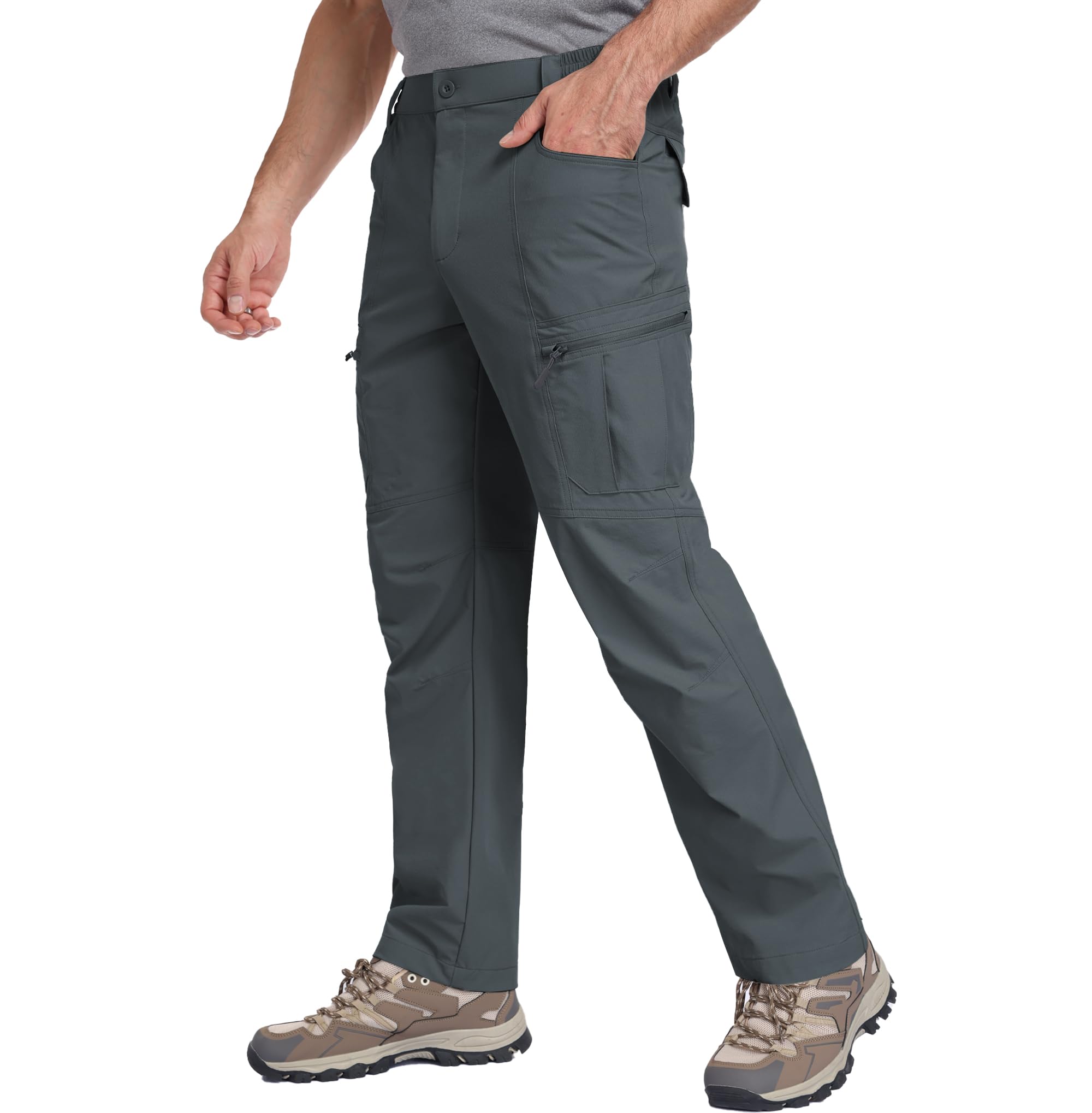 Mens Hiking Pants Lightweight Nylon Stretch Cargo Work Pants for Men Waterproof 