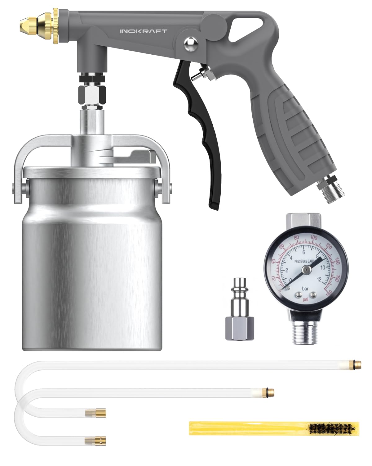 InoKraft Undercoating Spray Gun Kit with Suction Feed Cup | 360° Flexible Wand &