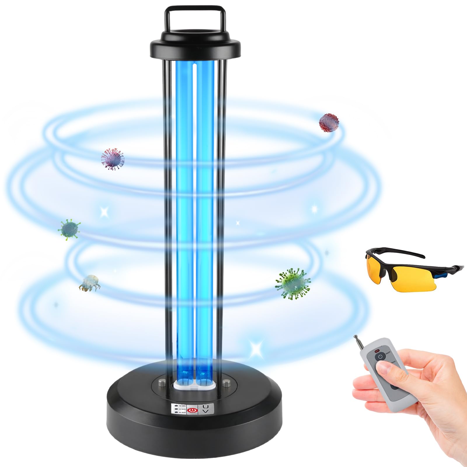 38W UV Sanitizer Light, Ultraviolet Light, 110V, 99.99% UVC Ozone Free UV Lamp f