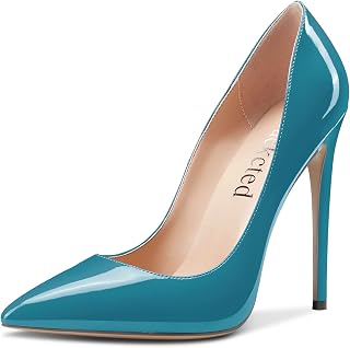 Saekcted Women's High Needle Heel Closed Pointed Toe Slip-on Pumps Wedding Office Dress 12CM Heels Shoes
