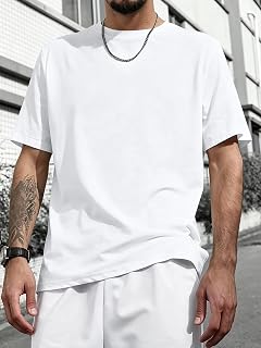 Mens Casual Short Sleeve T Shirts Round Neck Solid Color Basic Tops for Wardrobe