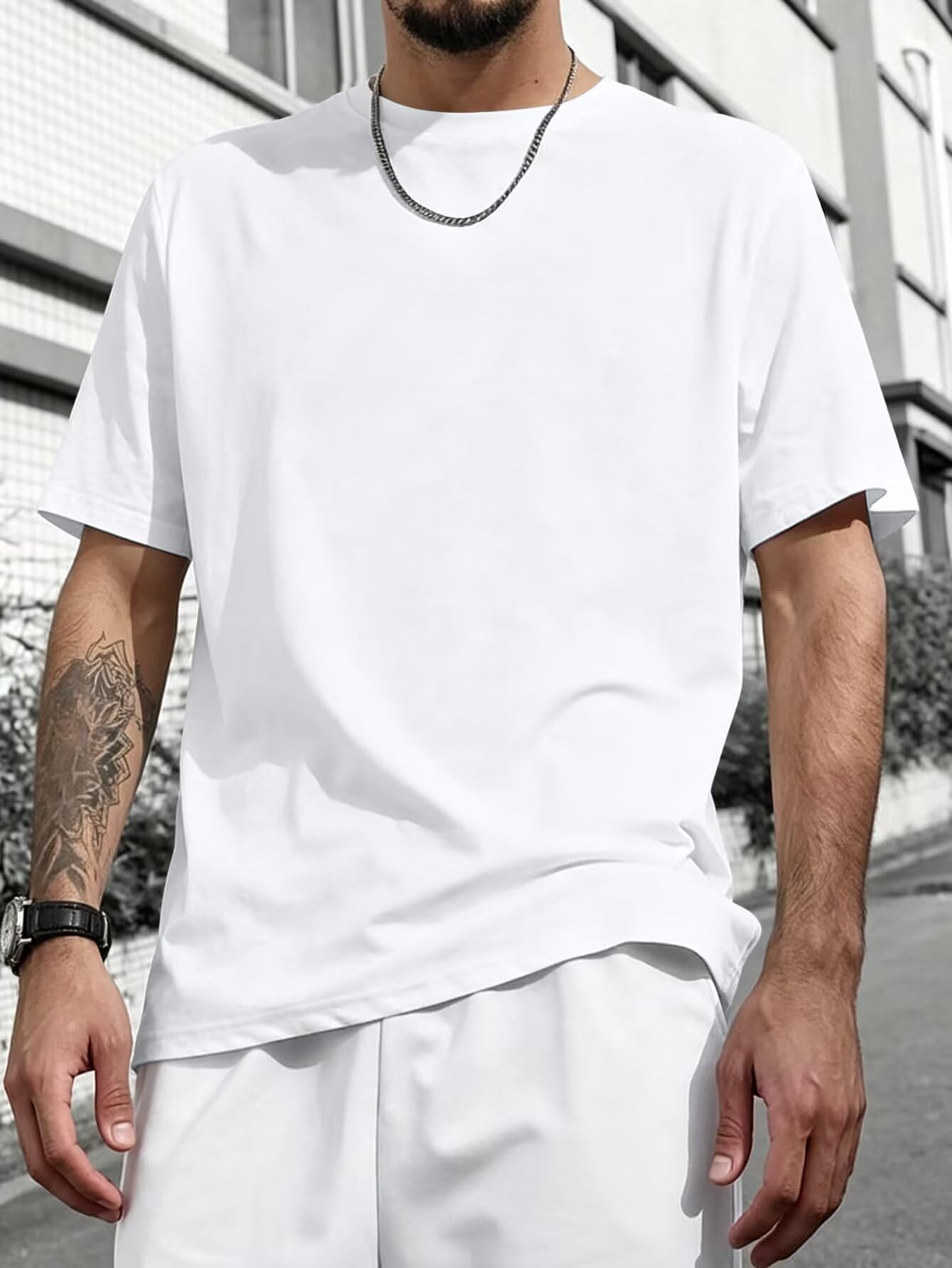 Mens Casual Short Sleeve T Shirts Round Neck Solid Color Basic Tops for Wardrobe