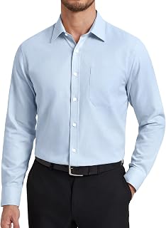 HISDERN mens dress shirts long sleeve button down casual mens contrast inside formal business tuxedo wedding