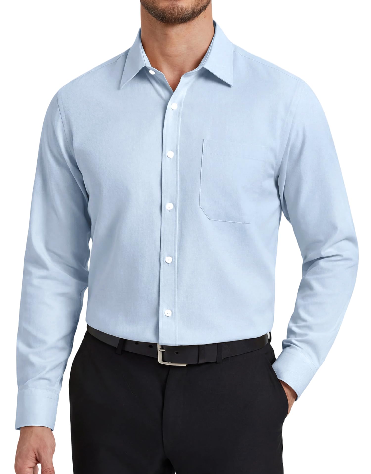 HISDERN mens dress shirts long sleeve button down casual mens contrast inside fo