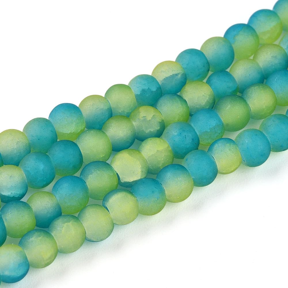 100pcs Frosted 4mm Crackle Glass Beads Round Two Tone DIY Jewelry Making Necklac