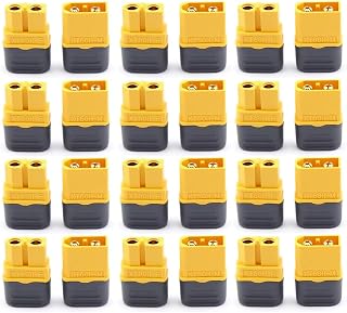 Ertzinla 12 Pair XT60H Connectors (XT60 Upgrade), XT60H Male Female Bullet Connectors Power Plugs with Sheath for Lipo Battery RC Planes Cars