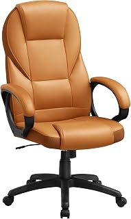 SONGMICS Ergonomic Executive Chair, Swivel Chair and Adjustable Height, Study and Office, with Wheels, Camel Brown OBG022K01, 7370(112-122) cm