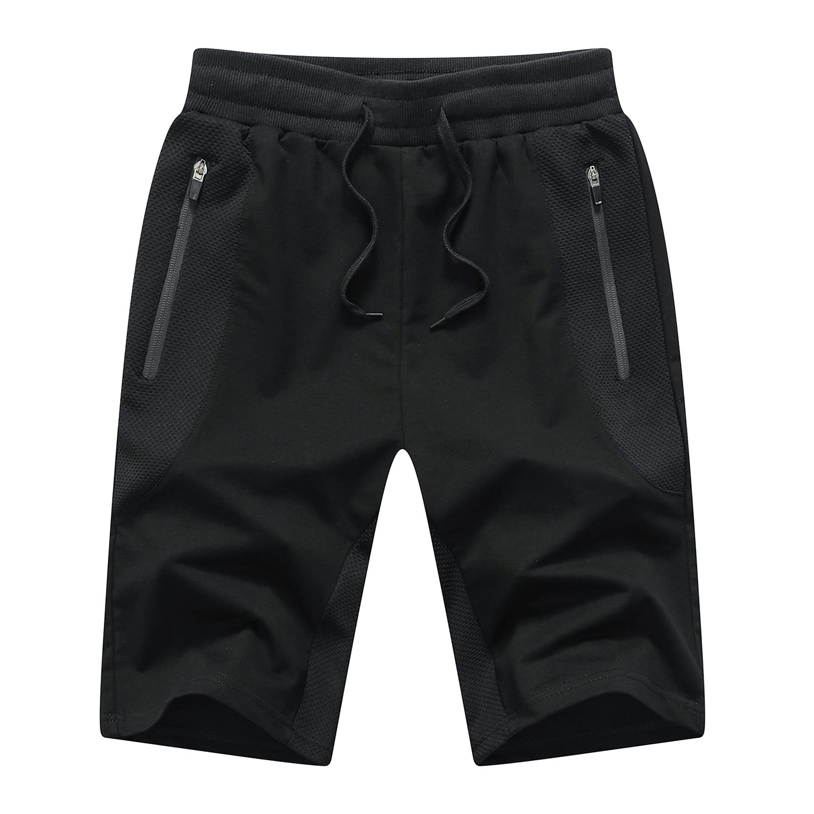 JustSun Mens Shorts Casual Sports with Elastic Waist Zipper Pockets