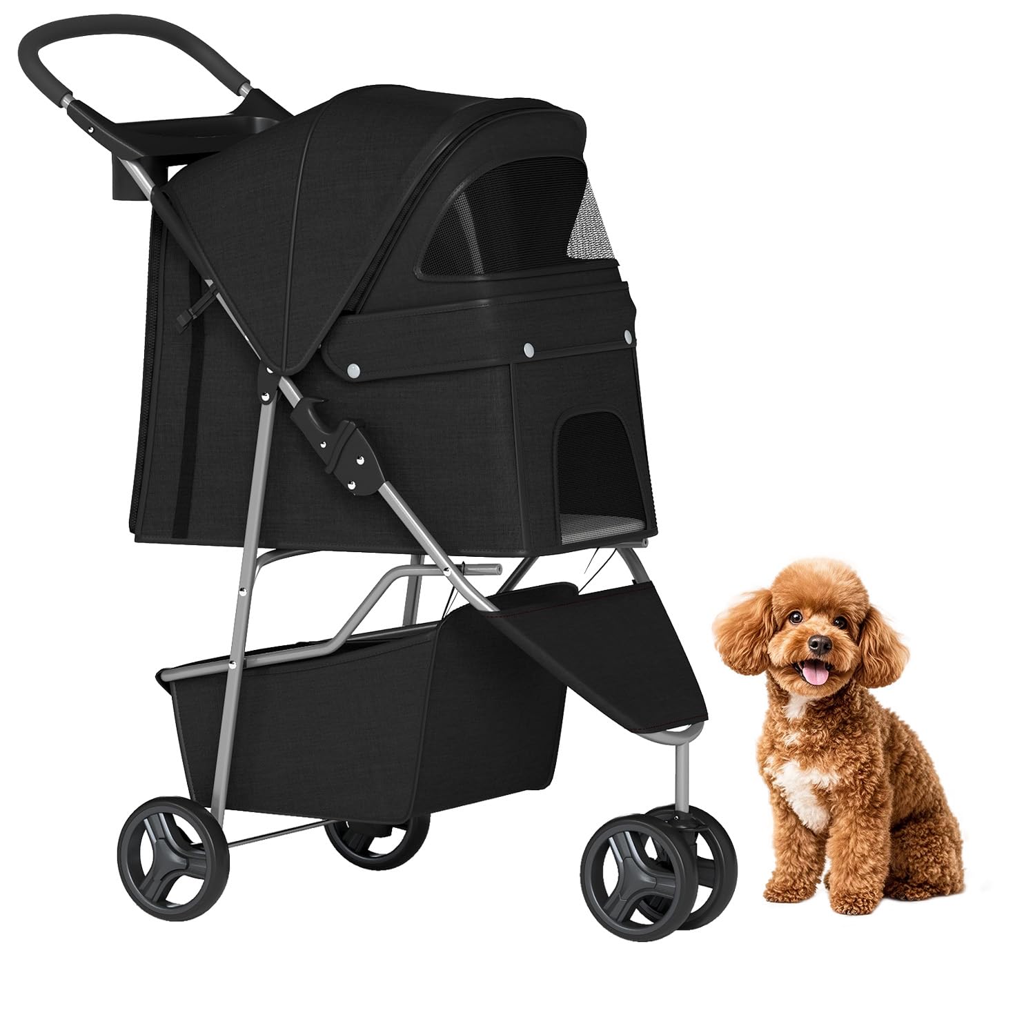 BestPet | 3-Wheel Pet Stroller | Dog and Cat Stroller | Breathable Mesh | Lightw