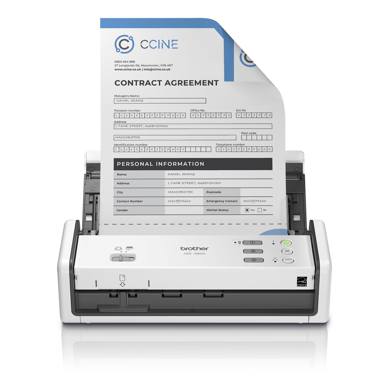 Brother ADS-1350W Wireless Compact Desktop Scanner | Scan Speeds of Up to 30ppm 