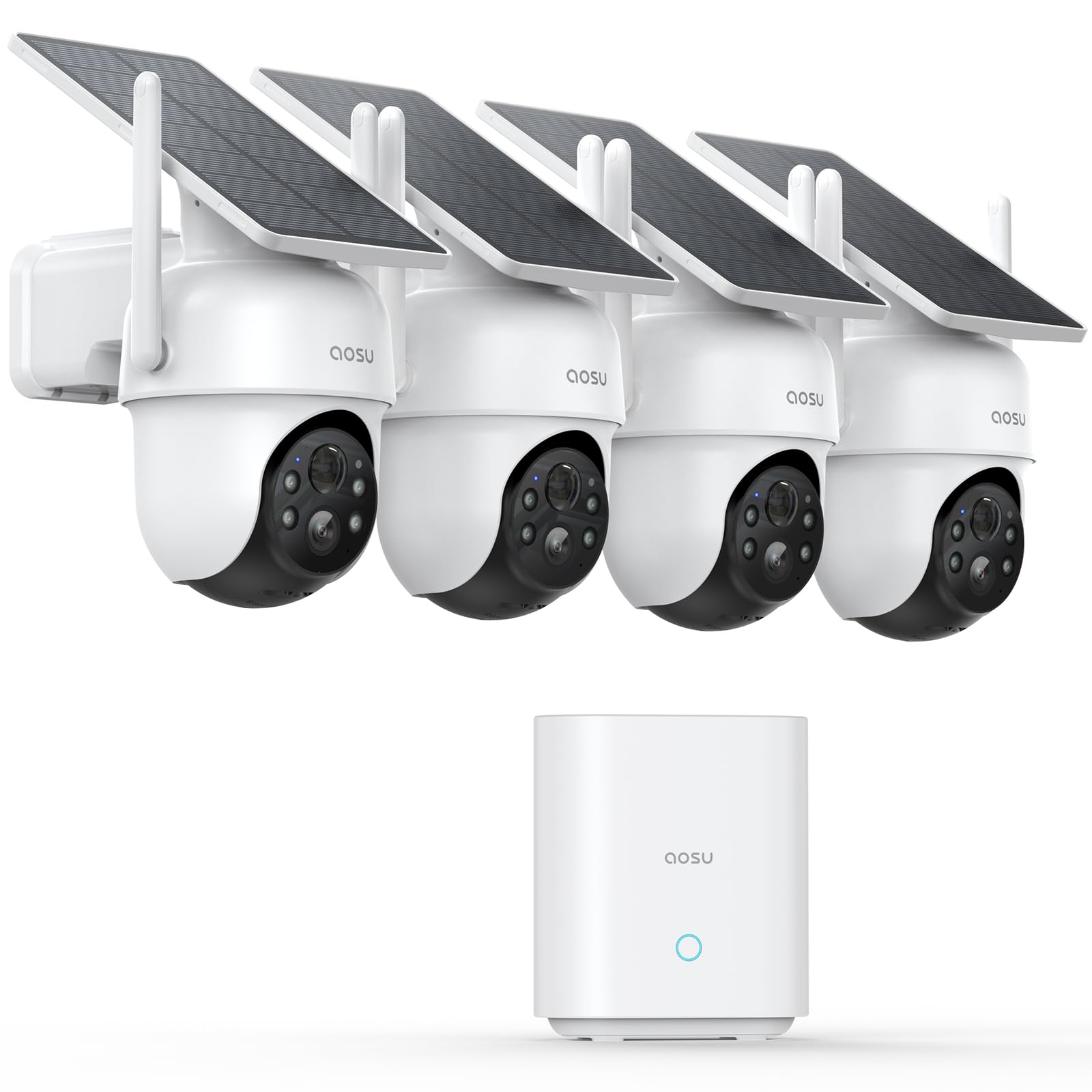 aosu D1 Classic 4-Cam Kit, Security Cameras Wireless Outdoor, Solar Powered | No