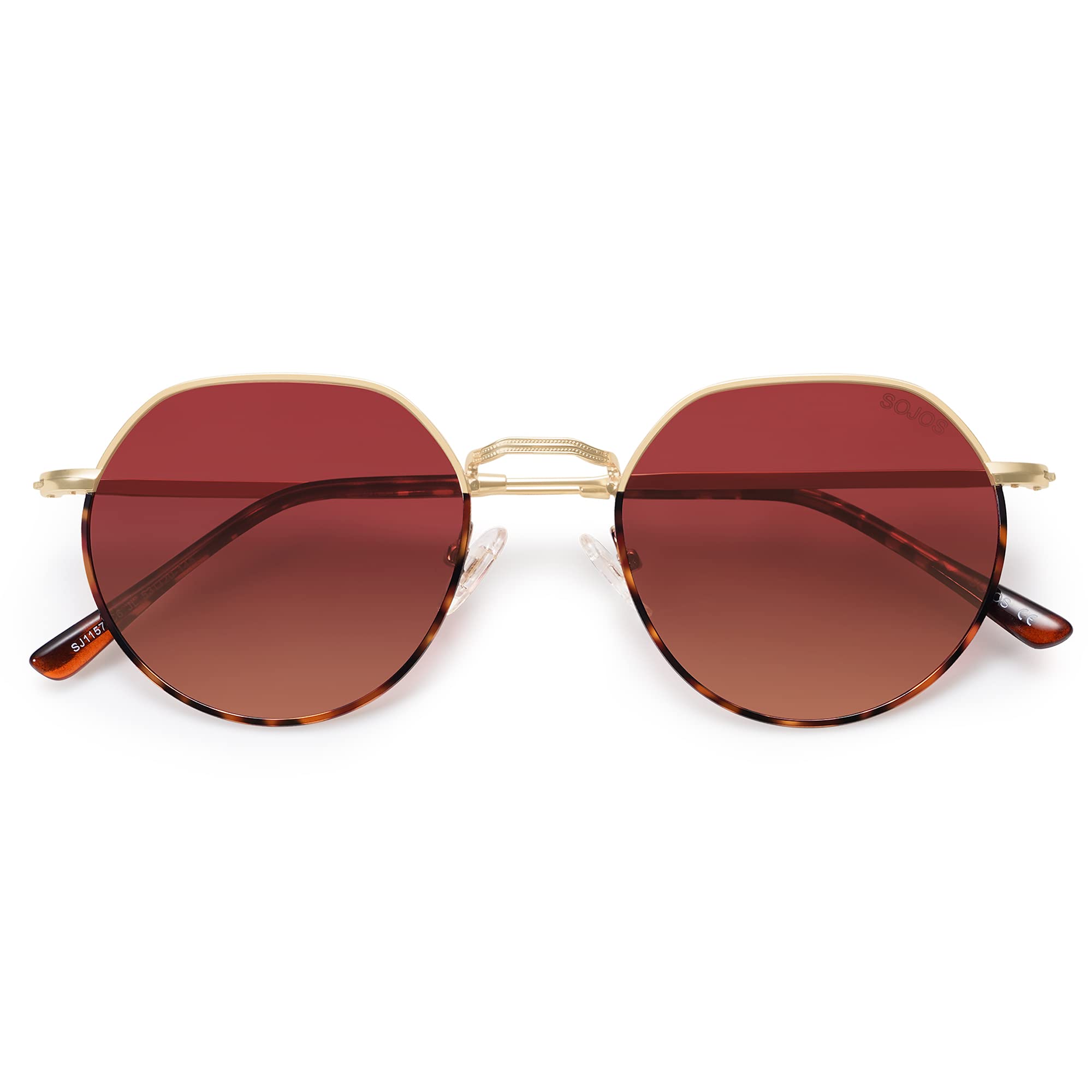SOJOS Polarized Round Polygon Sunglasses for Women Men Retro Classic Vintage Hed