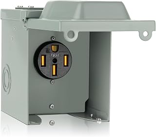 WELLUCK RV Power Outlet Box 50 Amp 125/250V, Nema 14-50R RV Power Receptacle Panel Plug, Enclosed Lockable Weatherproof Outdoor Electrical Box