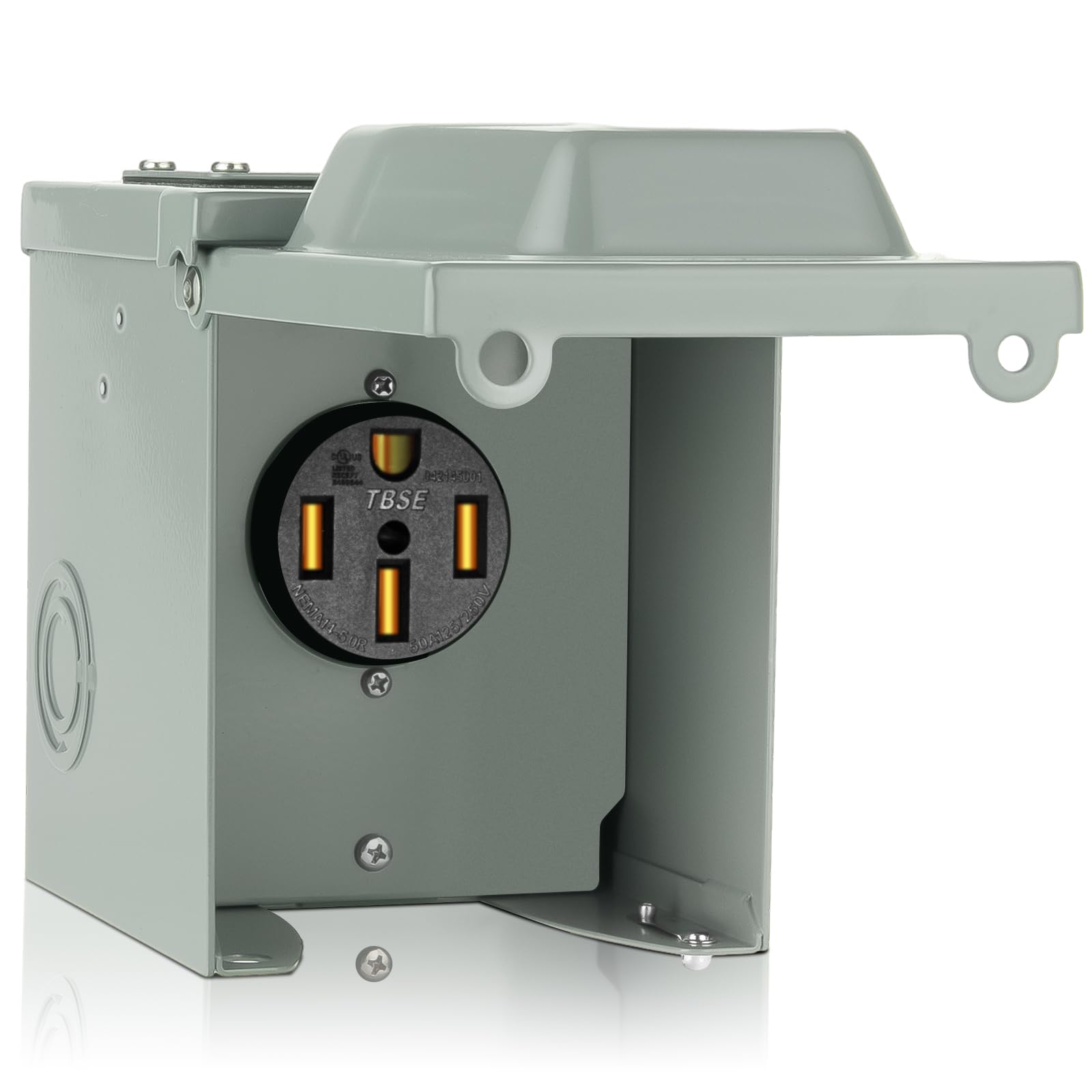 WELLUCK RV Power Outlet Box 50 Amp 125/250V, Nema 14-50R RV Power Receptacle Pan
