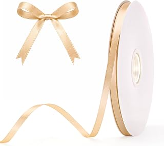 G2PLUS 100 yards Champagne Satin Ribbon: 6 mm Fine Decorative Ribbon for Gift