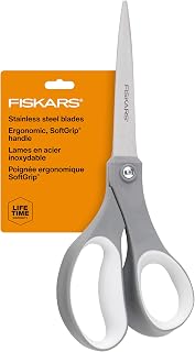 Fiskars 8" SoftGrip Everyday All Purpose Scissors, Office & Crafts, Grey
