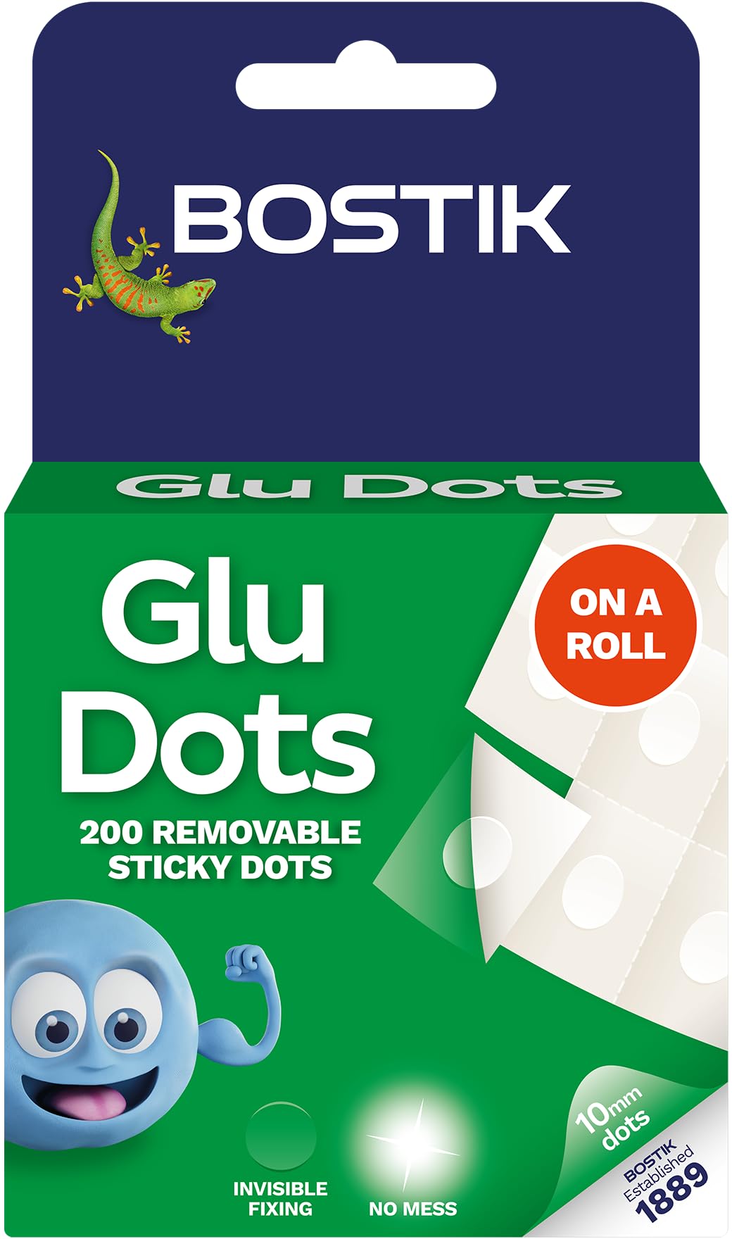 Bostik Glu Dots on a Roll Clear - 200 Dots Pack | Removable Double Sided Adhesiv