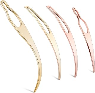 WILLBOND 4 Pcs Interlocking Tool for Locs, Rose Gold, Gold | Retighten Tools for Dreadlock Root Maintenance, Metal Needles, Hair Extension Installation, Loc Styling, Repair
