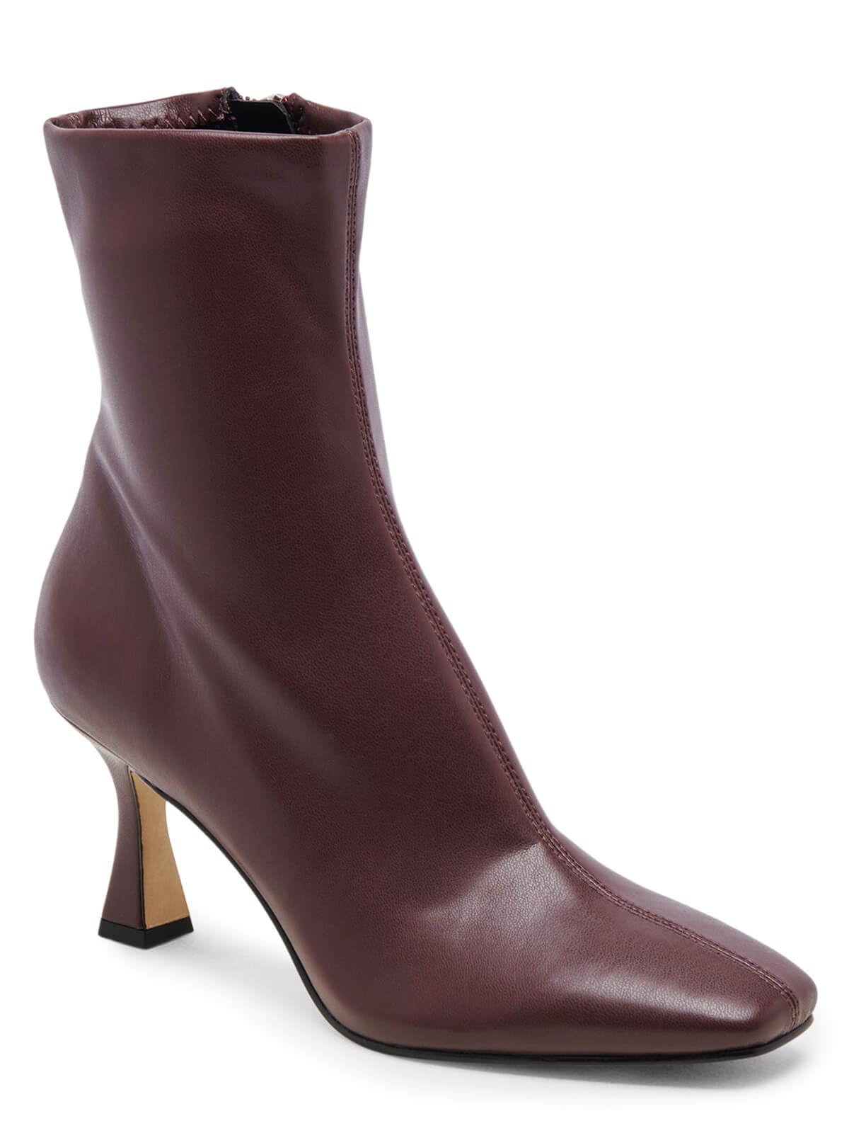 Coutgo Womens Kitten Heel Ankle Boots Square Toe Side Zipper Ankle Booties Elega