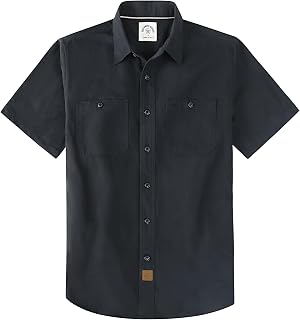 Dubinik® Men's Short Sleeve Chambray Shirt, Lightweight Cotton, Regular Fit, Two Chest Pockets, Urban Casual Style