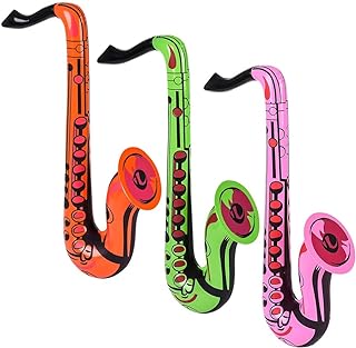 Zugar Land Inflatable Saxophones (22", 3-Pack, 3 Colors) | Colorful Inflatable Saxophones Musical Instrument Pretend Play Party Favors Concert Photo Booth Props Birthday Party Toys