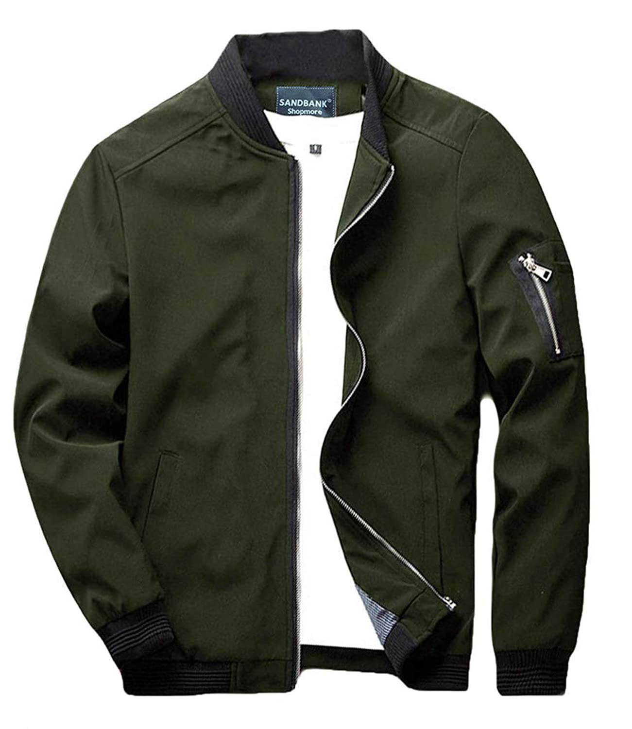 sandbank Men's Slim Fit Lightweight Softshell Flight Jacket Bomber Jacket Coat