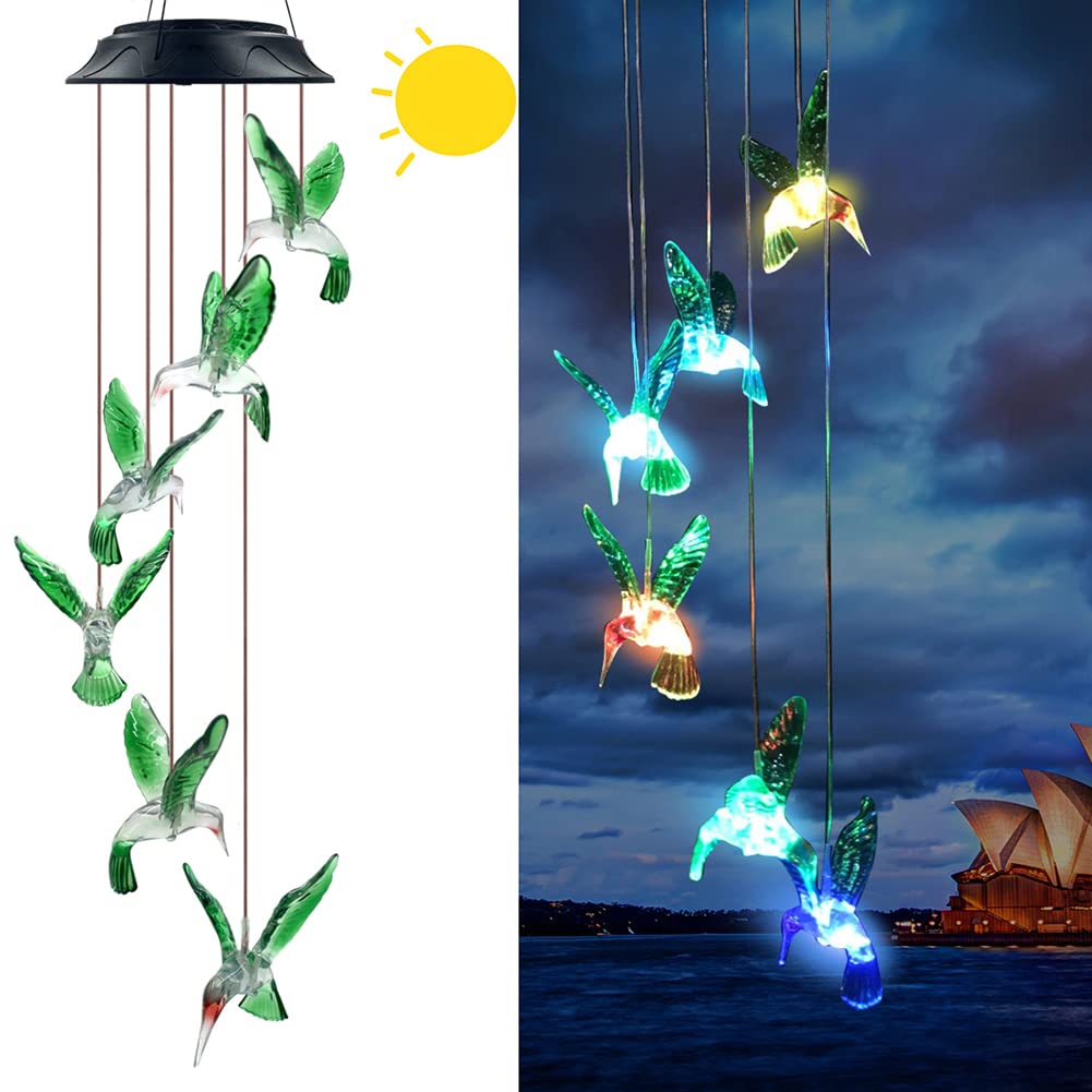 Hummingbird Solar Chimes,Unique Birthday Gifts for Women/Mom/Grandma,Best Idears