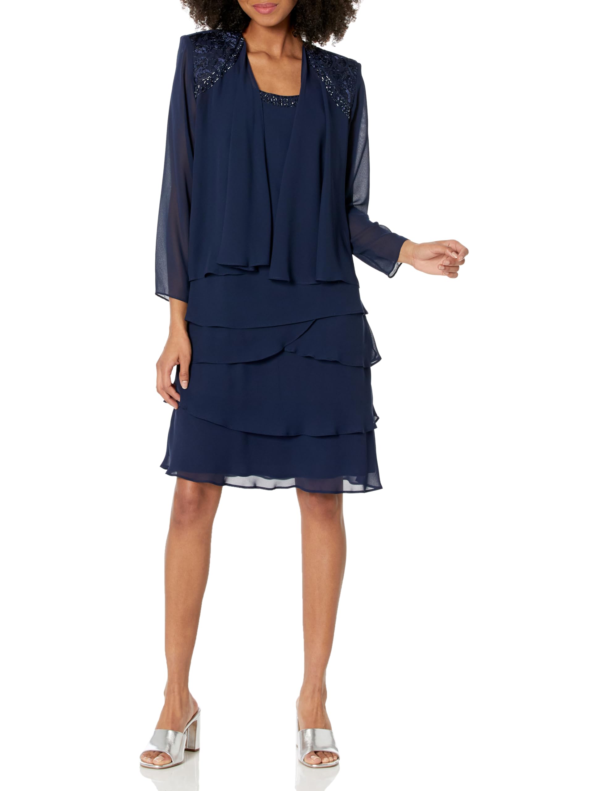 S.L. Fashions Women's Striped Dress (Delicate and Normal) Special Occasion Dress