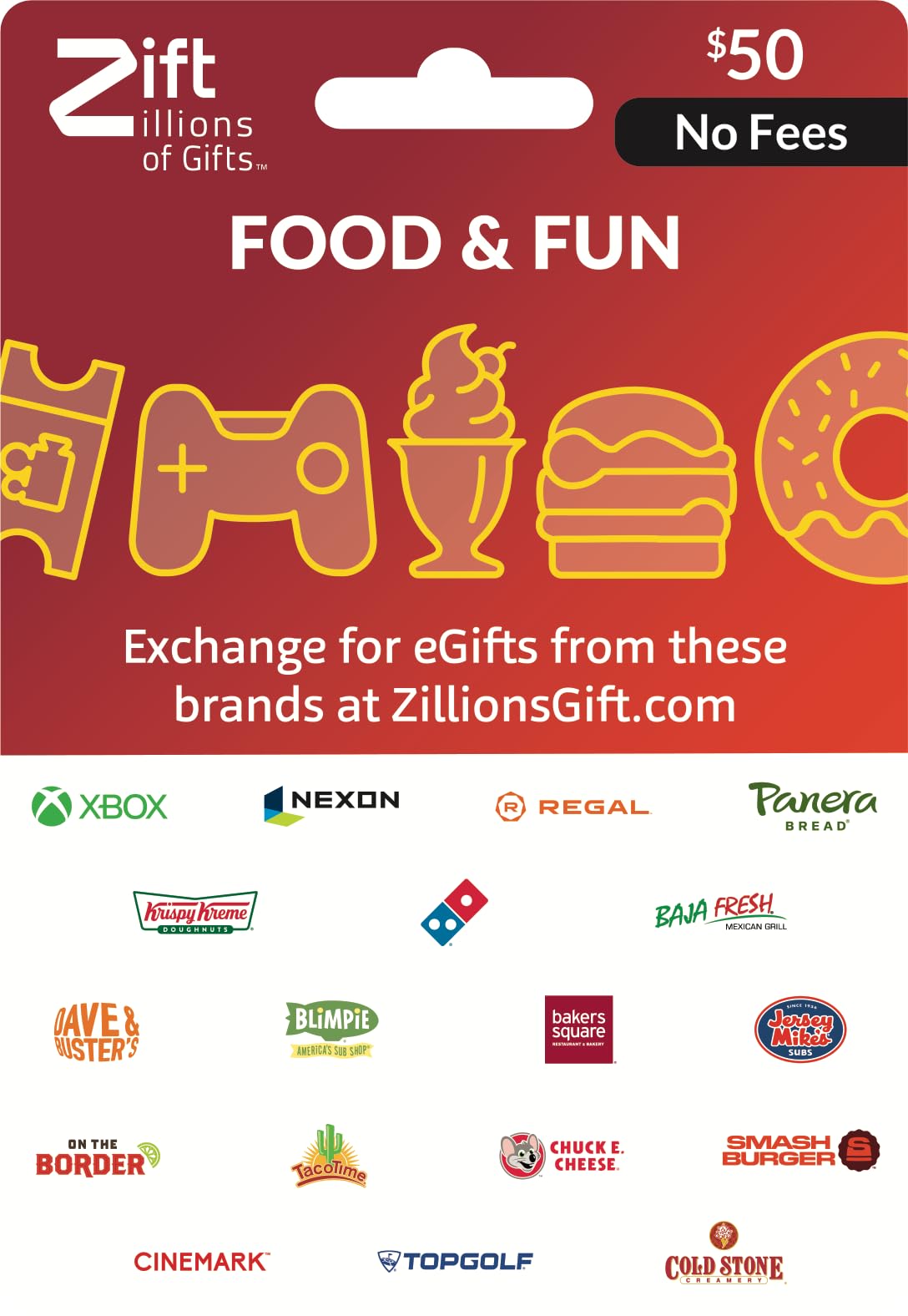 Zift Zillions of Gifts Food & Fun Dining Physical Gift Card - $50