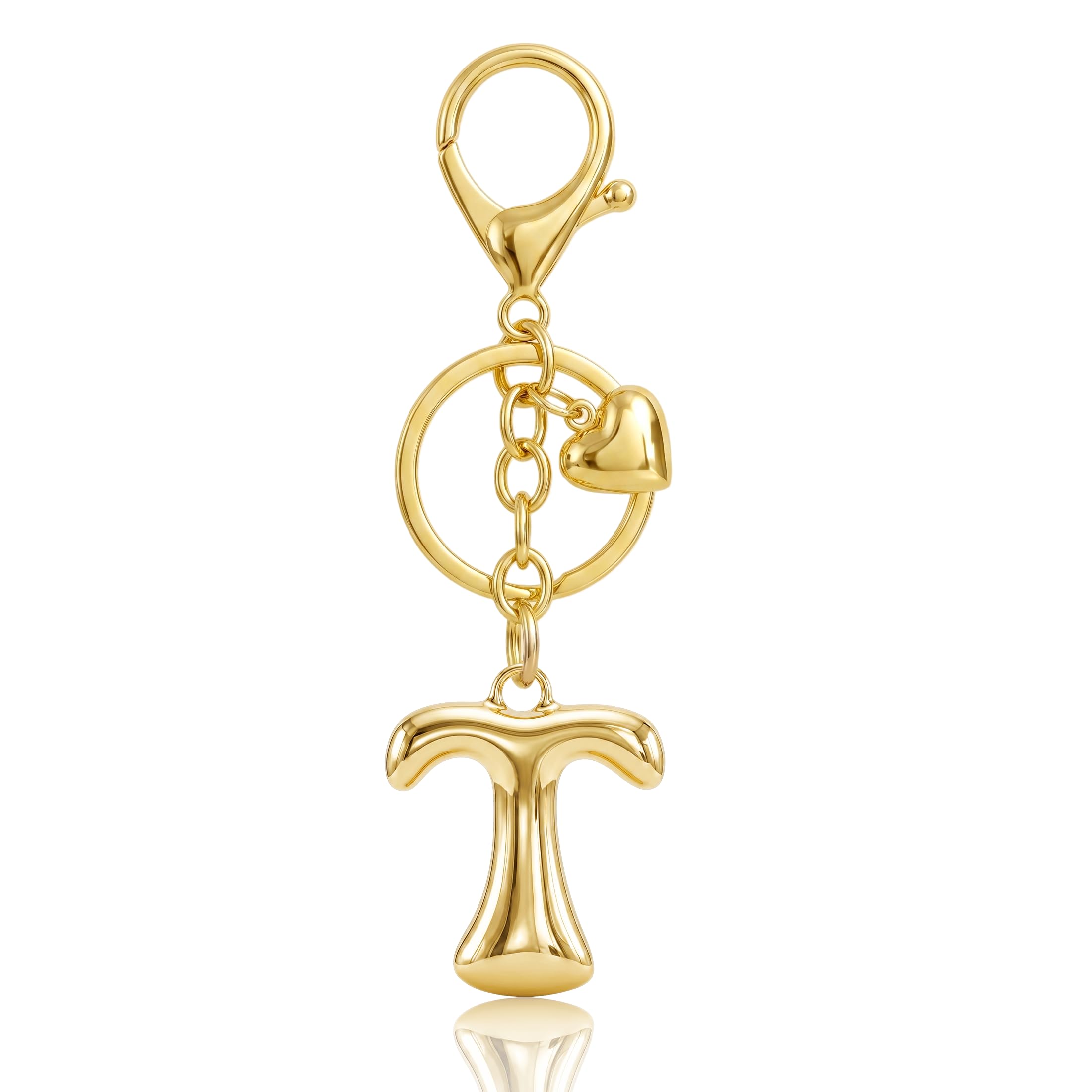 Gold Bubble Heart, Cherry, Bow & More Designs Letter Initial Keychain Bag Charms
